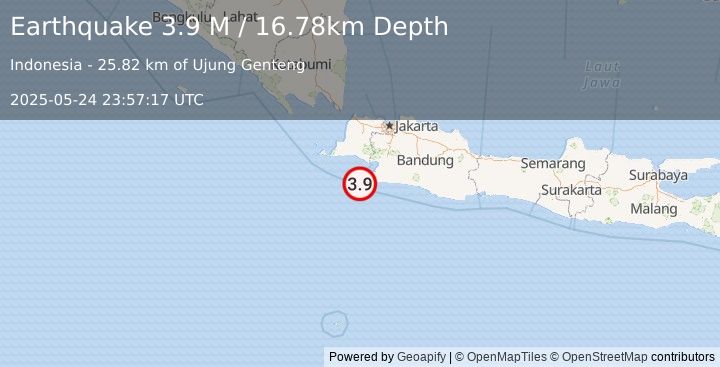 Earthquake Java, Indonesia (3.9 M) (2025-05-24 23:57:17 UTC)