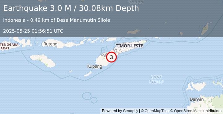 Earthquake Timor Region (3.0 M) (2025-05-25 01:56:51 UTC)