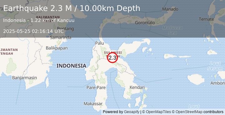 Earthquake Sulawesi, Indonesia (2.3 M) (2025-05-25 02:16:14 UTC)