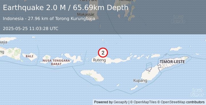 Earthquake Flores Region, Indonesia (2.0 M) (2025-05-25 11:03:28 UTC)