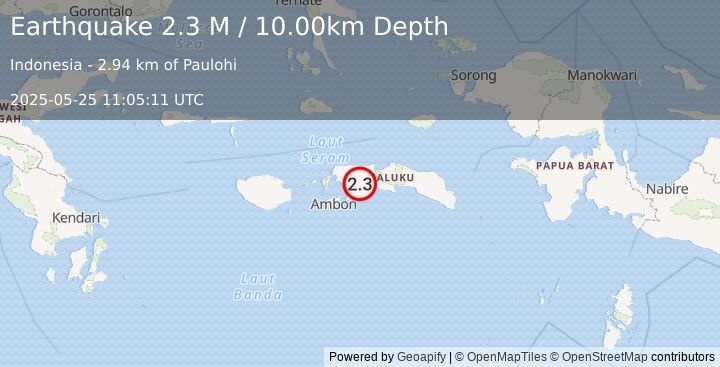 Earthquake Seram, Indonesia (2.3 M) (2025-05-25 11:05:11 UTC)