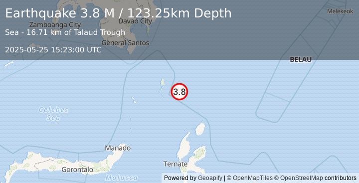 Earthquake Talaud Islands, Indonesia (3.8 M) (2025-05-25 15:23:00 UTC)