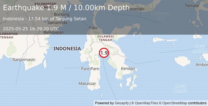 Earthquake Sulawesi, Indonesia (1.9 M) (2025-05-25 16:39:20 UTC)