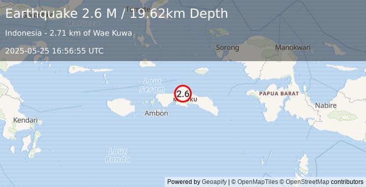 Earthquake Seram, Indonesia (2.6 M) (2025-05-25 16:56:55 UTC)