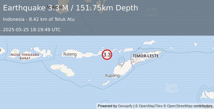 Earthquake Flores Region, Indonesia (3.3 M) (2025-05-25 18:19:49 UTC)