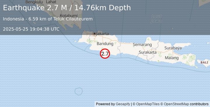 Earthquake Java, Indonesia (2.7 M) (2025-05-25 19:04:38 UTC)