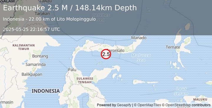 Earthquake Minahassa Peninsula, Sulawesi (2.5 M) (2025-05-25 22:16:57 UTC)