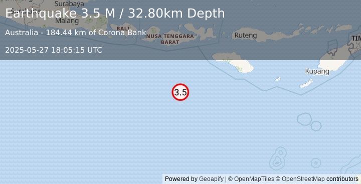 Earthquake South of Sumbawa, Indonesia (3.5 M) (2025-05-27 18:05:14 UTC)