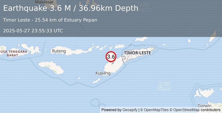 Earthquake Timor Region (3.8 M) (2025-05-27 23:55:34 UTC)