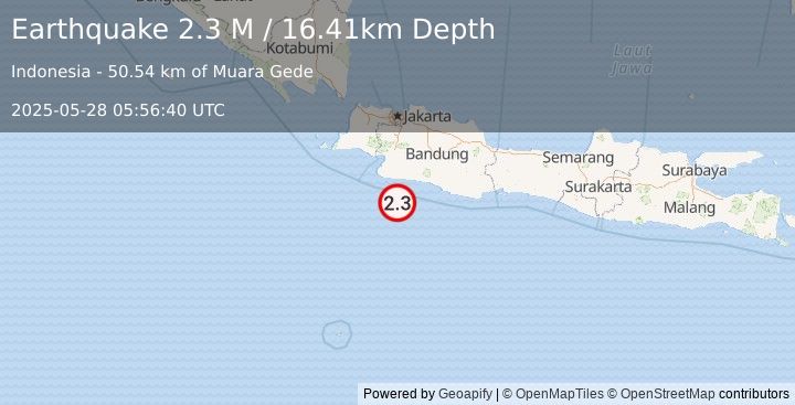 Earthquake Java, Indonesia (2.3 M) (2025-05-28 05:56:40 UTC)