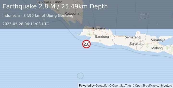 Earthquake Java, Indonesia (2.8 M) (2025-05-28 06:11:08 UTC)