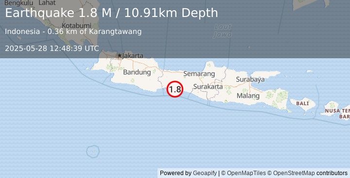 Earthquake Java, Indonesia (1.8 M) (2025-05-28 12:48:39 UTC)