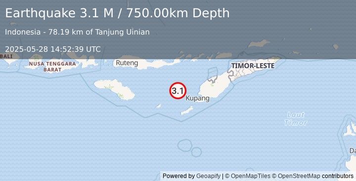 Earthquake Savu Sea (3.1 M) (2025-05-28 14:52:39 UTC)