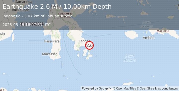 Earthquake Sulawesi, Indonesia (2.6 M) (2025-05-28 16:07:33 UTC)