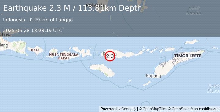 Earthquake Flores Region, Indonesia (2.3 M) (2025-05-28 18:28:19 UTC)