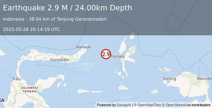 Earthquake Northern Molucca Sea (2.9 M) (2025-05-28 20:14:19 UTC)