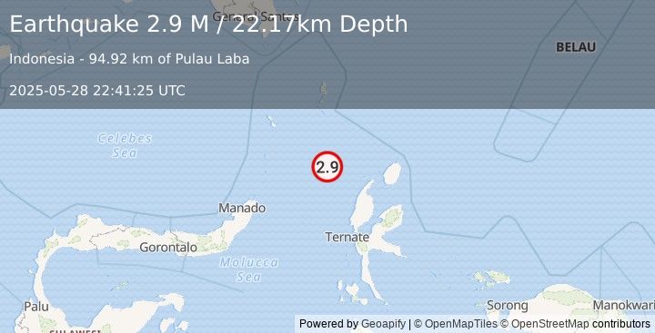Earthquake Northern Molucca Sea (2.9 M) (2025-05-28 22:41:25 UTC)