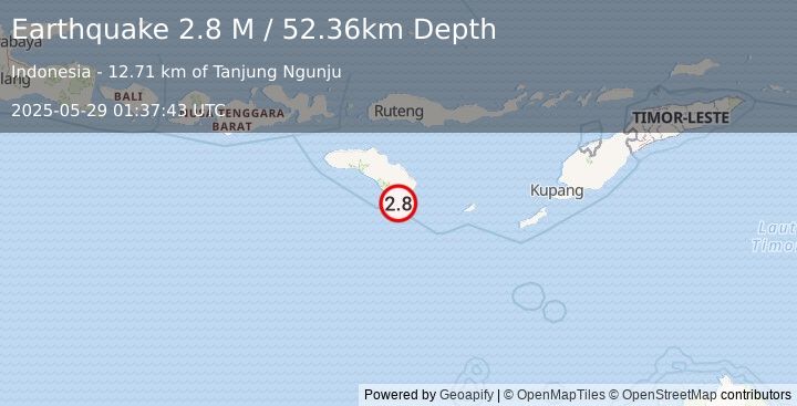 Earthquake Sumba Region, Indonesia (2.8 M) (2025-05-29 01:37:43 UTC)