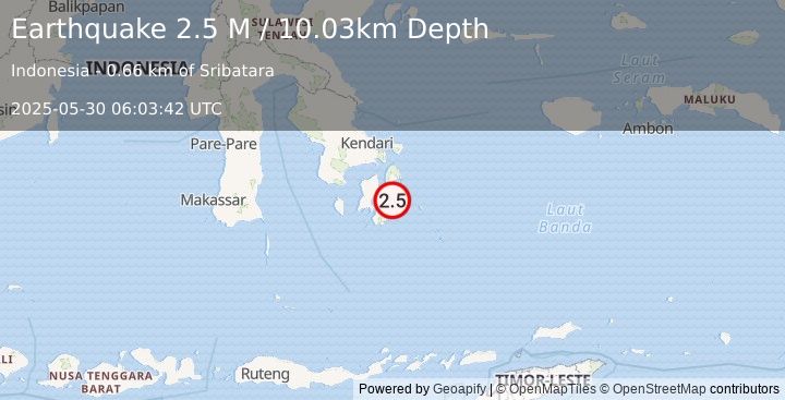 Earthquake Banda Sea (2.5 M) (2025-05-30 06:03:42 UTC)