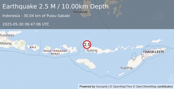 Earthquake Flores Region, Indonesia (2.5 M) (2025-05-30 06:47:06 UTC)