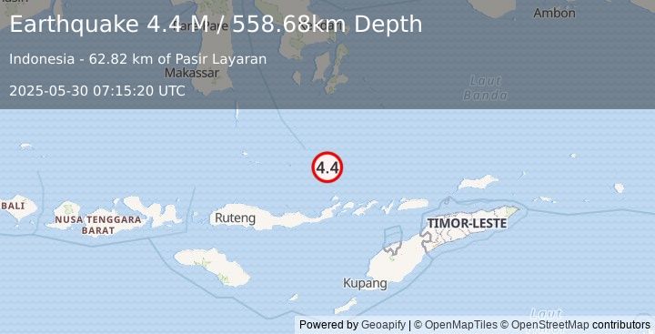 Earthquake Flores Sea (4.4 M) (2025-05-30 07:15:20 UTC)