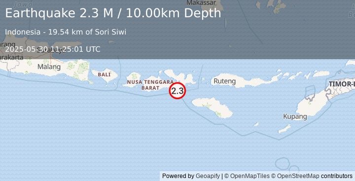 Earthquake Sumbawa Region, Indonesia (2.3 M) (2025-05-30 11:25:01 UTC)