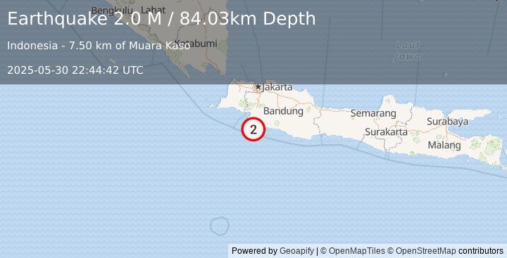 Earthquake Java, Indonesia (2.0 M) (2025-05-30 22:44:42 UTC)