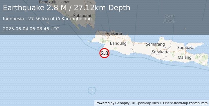 Earthquake Java, Indonesia (2.8 M) (2025-06-04 06:08:46 UTC)