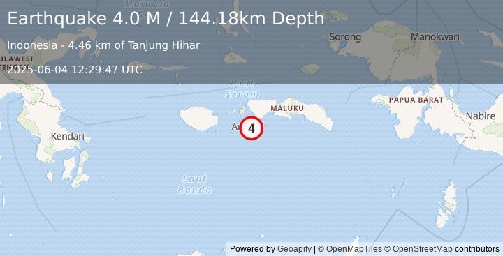 Earthquake Seram, Indonesia (4.0 M) (2025-06-04 12:29:47 UTC)