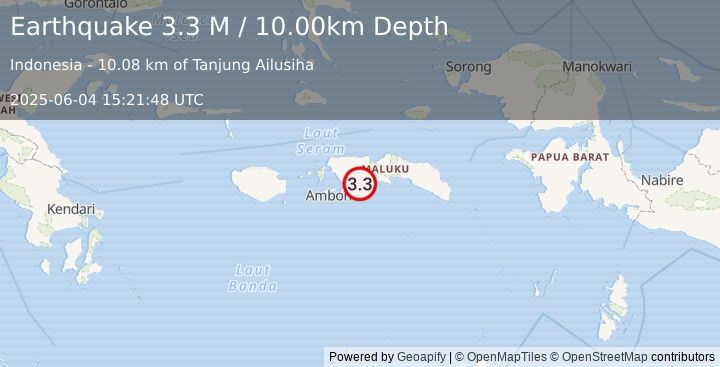 Earthquake Seram, Indonesia (3.3 M) (2025-06-04 15:21:48 UTC)