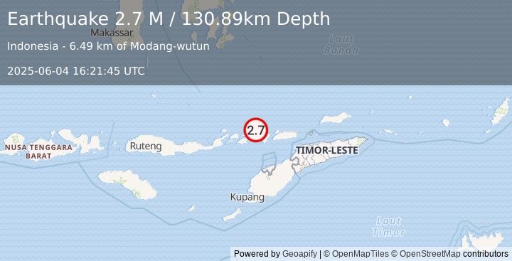Earthquake Flores Region, Indonesia (2.7 M) (2025-06-04 16:21:45 UTC)