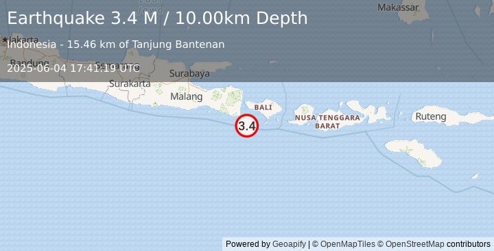 Earthquake Bali Region, Indonesia (3.4 M) (2025-06-04 17:41:19 UTC)