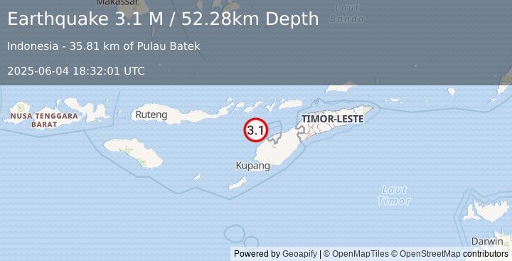 Earthquake Timor Region (3.1 M) (2025-06-04 18:32:01 UTC)