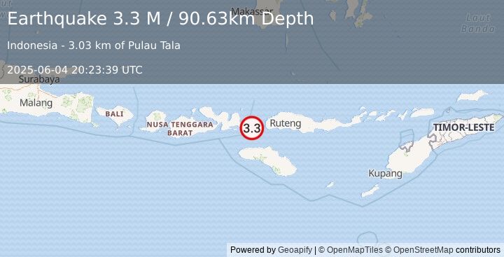 Earthquake Flores Region, Indonesia (3.3 M) (2025-06-04 20:23:39 UTC)