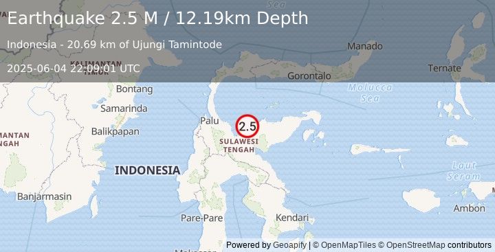 Earthquake Sulawesi, Indonesia (2.5 M) (2025-06-04 22:09:01 UTC)