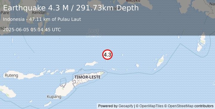 Earthquake Banda Sea (4.3 M) (2025-06-05 05:14:45 UTC)