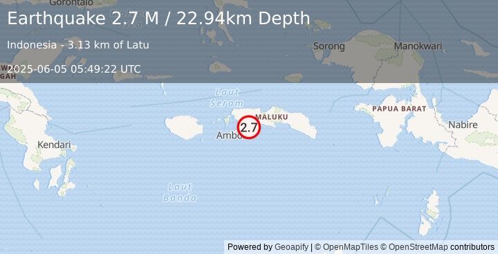Earthquake Seram, Indonesia (2.7 M) (2025-06-05 05:49:22 UTC)