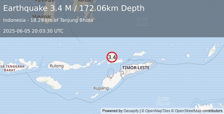 Earthquake Timor Region (3.4 M) (2025-06-05 20:03:30 UTC)