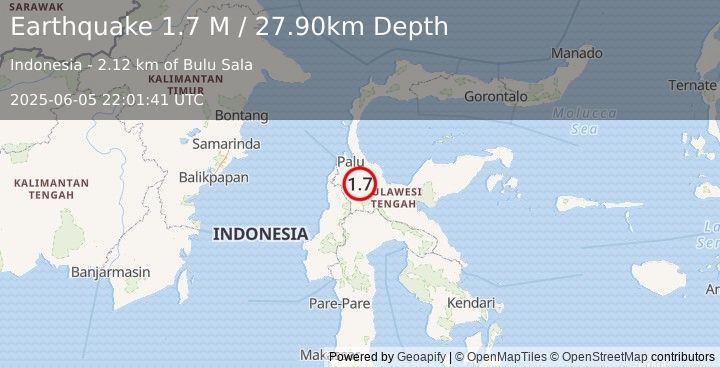 Earthquake Sulawesi, Indonesia (1.7 M) (2025-06-05 22:01:41 UTC)