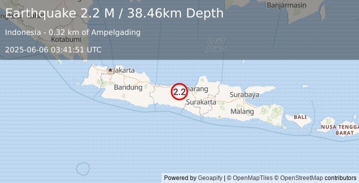 Earthquake Java, Indonesia (2.2 M) (2025-06-06 03:41:51 UTC)