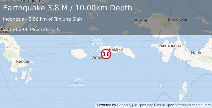 Earthquake Seram, Indonesia (3.7 M) (2025-06-06 09:27:04 UTC)