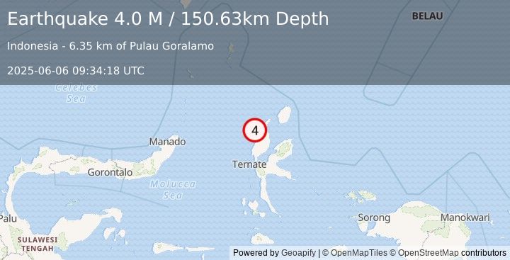 Earthquake Halmahera, Indonesia (4.0 M) (2025-06-06 09:34:18 UTC)
