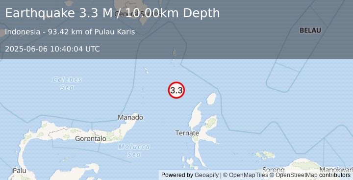 Earthquake Northern Molucca Sea (3.3 M) (2025-06-06 10:40:04 UTC)