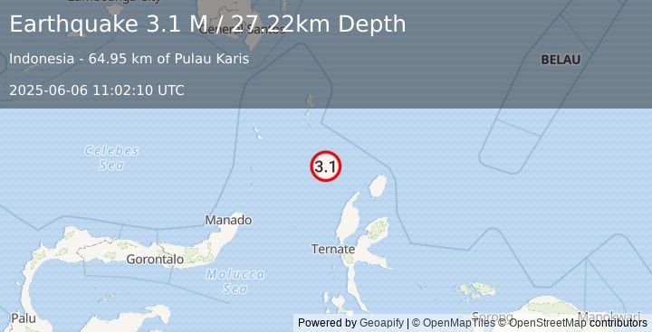 Earthquake Northern Molucca Sea (3.1 M) (2025-06-06 11:02:10 UTC)