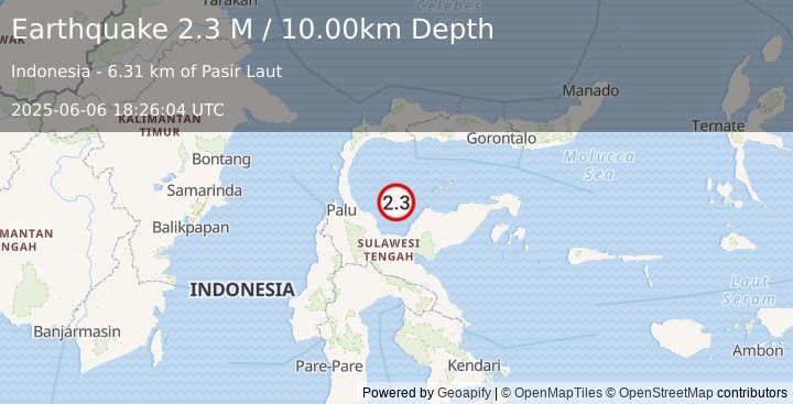 Earthquake Minahassa Peninsula, Sulawesi (2.3 M) (2025-06-06 18:26:04 UTC)