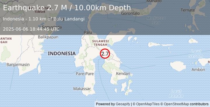 Earthquake Sulawesi, Indonesia (2.7 M) (2025-06-06 18:44:45 UTC)