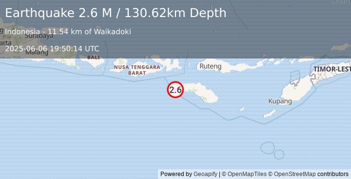 Earthquake Sumbawa Region, Indonesia (2.6 M) (2025-06-06 19:50:14 UTC)