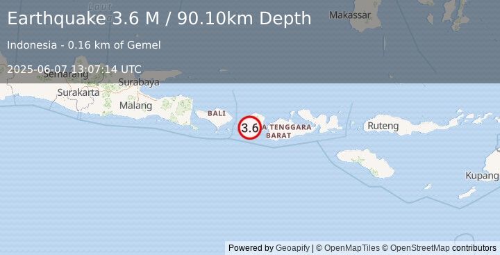 Earthquake Sumbawa Region, Indonesia (3.6 M) (2025-06-07 13:07:14 UTC)