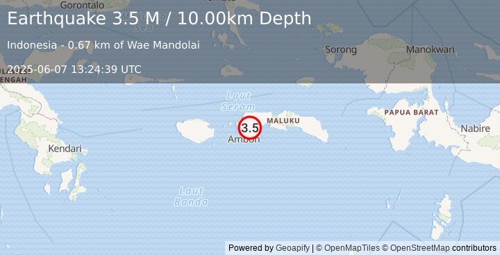 Earthquake Seram, Indonesia (3.5 M) (2025-06-07 13:24:39 UTC)