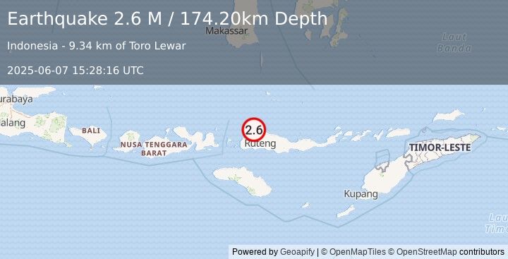 Earthquake Flores Region, Indonesia (2.6 M) (2025-06-07 15:28:16 UTC)